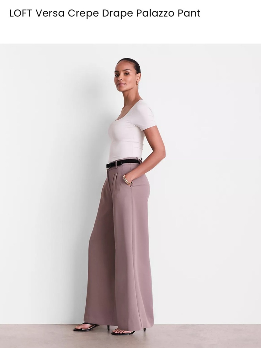 LOFT Wide-Leg Palazzo Pants in Dusty Mauve